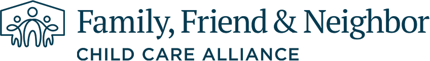 Family, Friend & Neighbor Child Care Alliance logo with stylized figures under a roof outline.