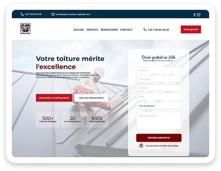 Capture d'écran du site de couvreur du jardin