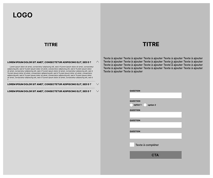 Wireframe du catalogue des produits en desktop