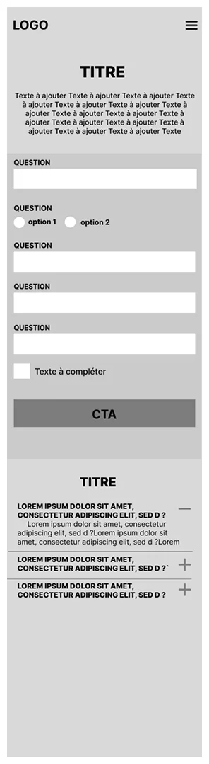 wireframe mobile du catégorie des produits