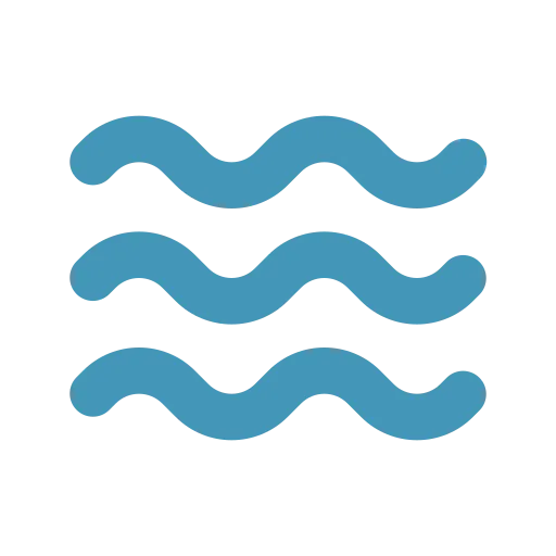 Icon of three horizontal blue wavy lines representing water waves.