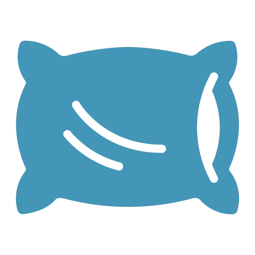 Blue rectangular pillow with a smooth surface and stitched edges.