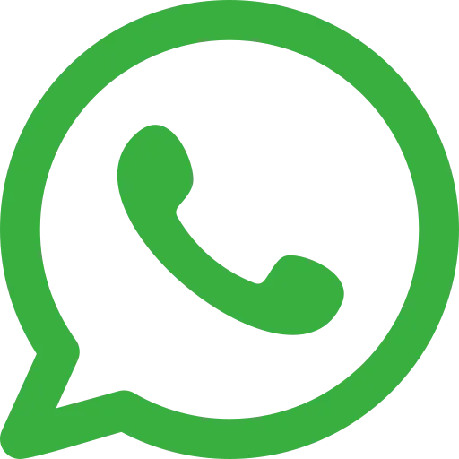 Green speech bubble with a white phone handset, representing the WhatsApp logo.