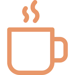 Simple icon of a coffee cup with steam rising above it.