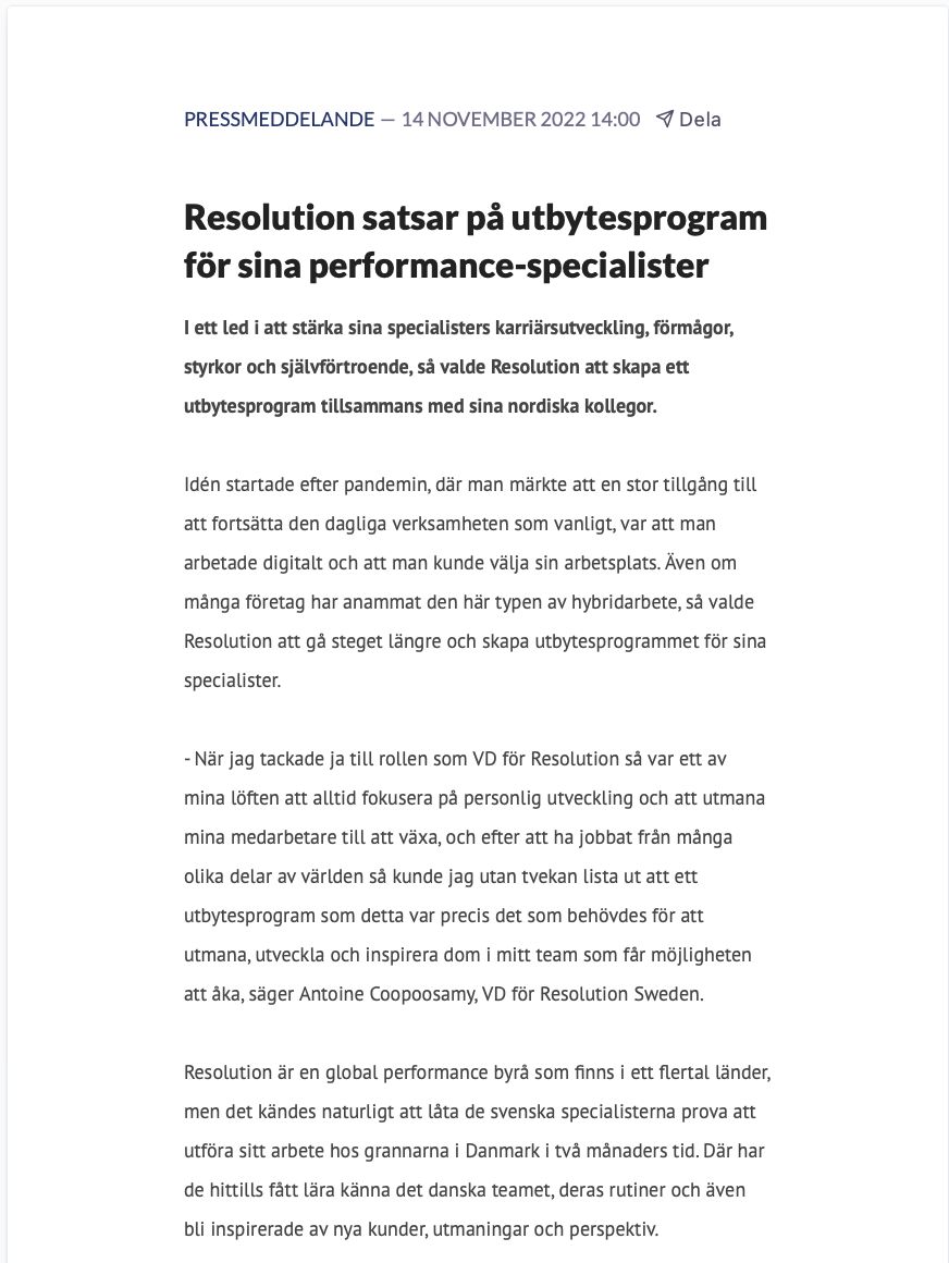 TransAct Sweden — Press