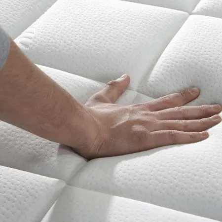 a person's hand on top of a mattress