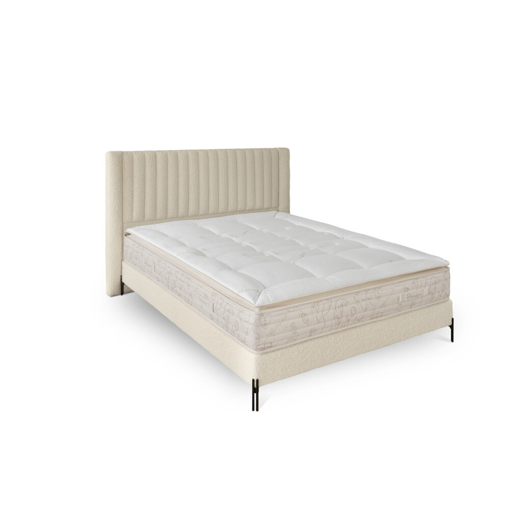 Matelas Loreley : Suspension en ressorts ensachés Air Spring® avec soutien zoné pour un confort adapté à toutes les morphologies. Face de couchage toutes saisons avec latex naturel et garnissage en laine française pour une régulation thermique optimale. Hauteur totale de 29 cm.