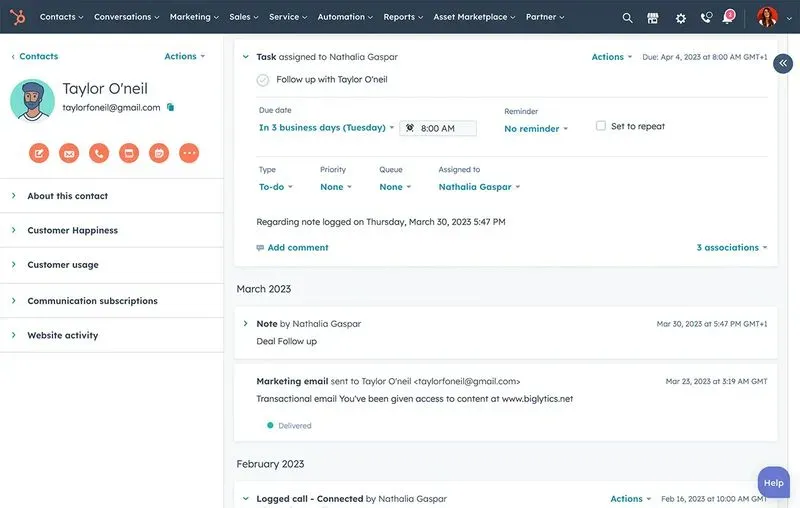 Automated creation of contacts and deals