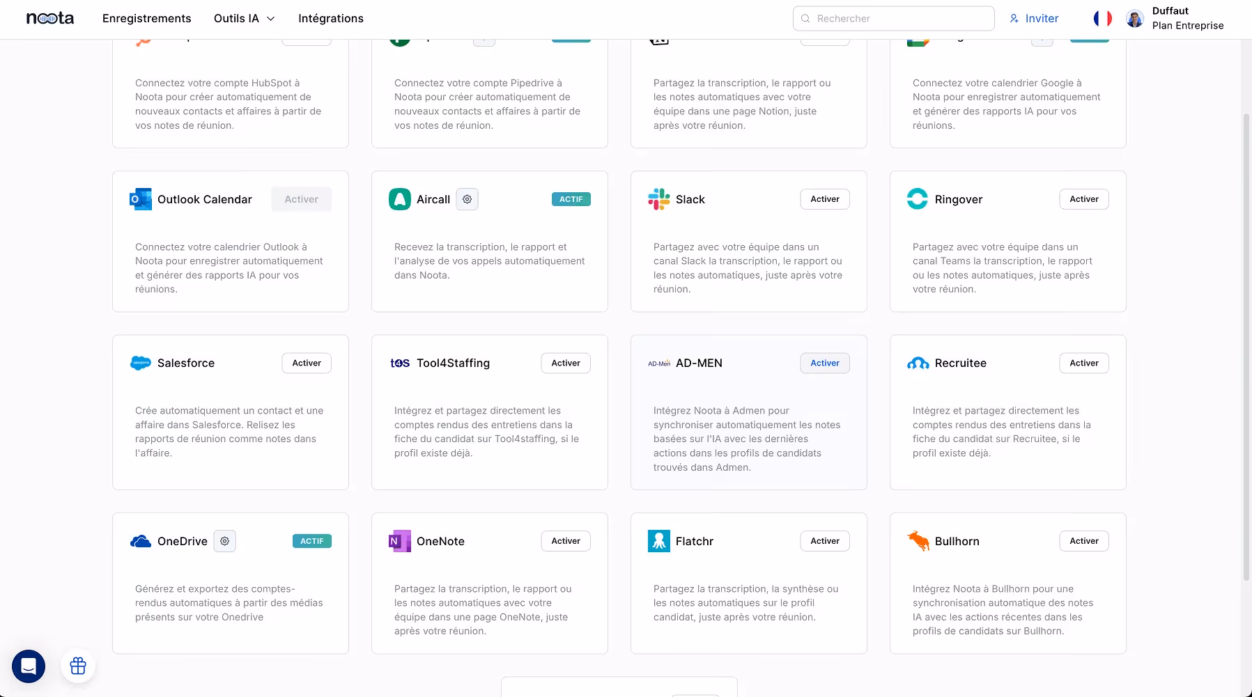 Turn on the integration in one click
