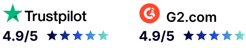 trustpilot 4.9/5 G2.com 4.9/5