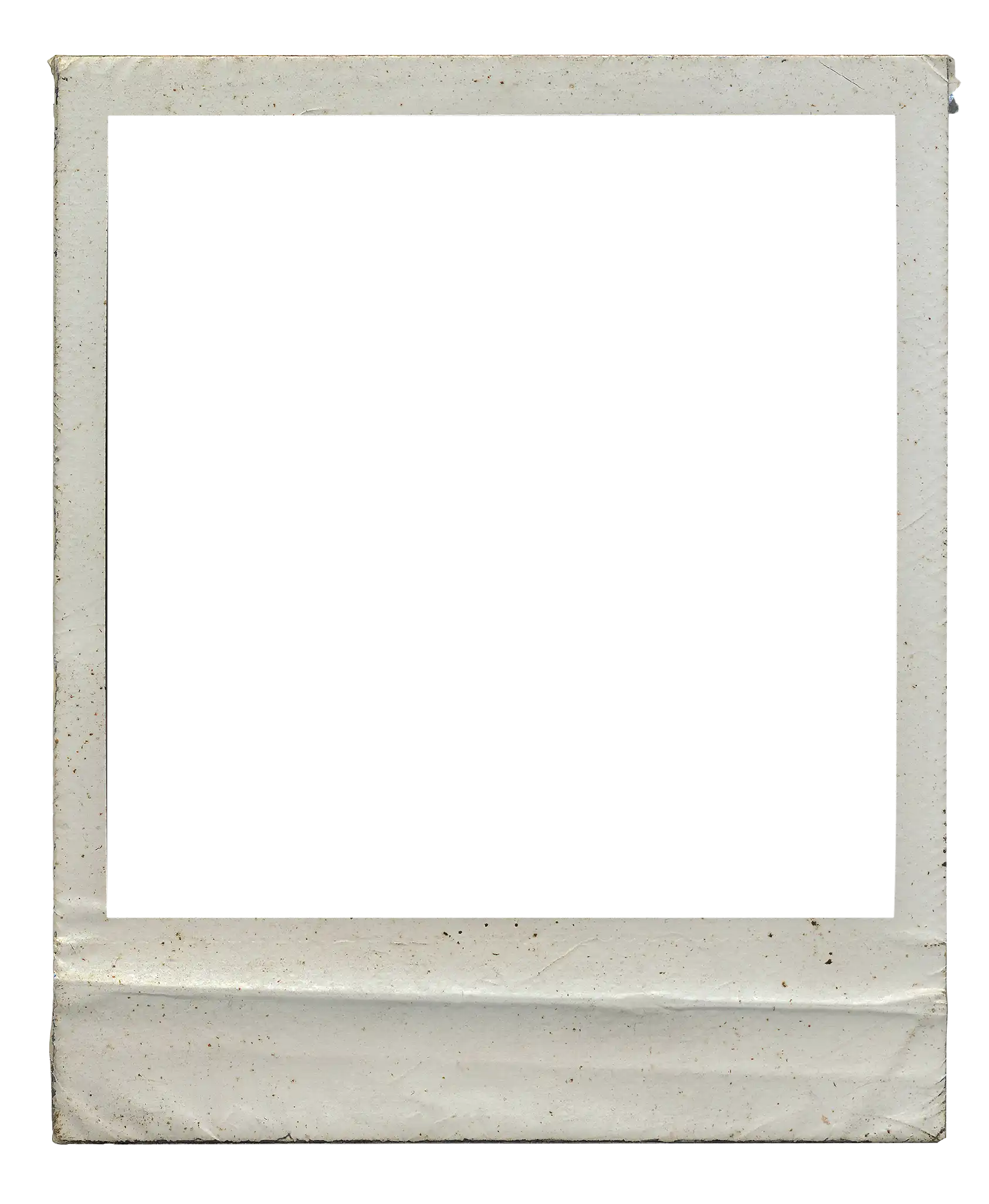 Empty vintage Polaroid photo frame with a white center and weathered edges.