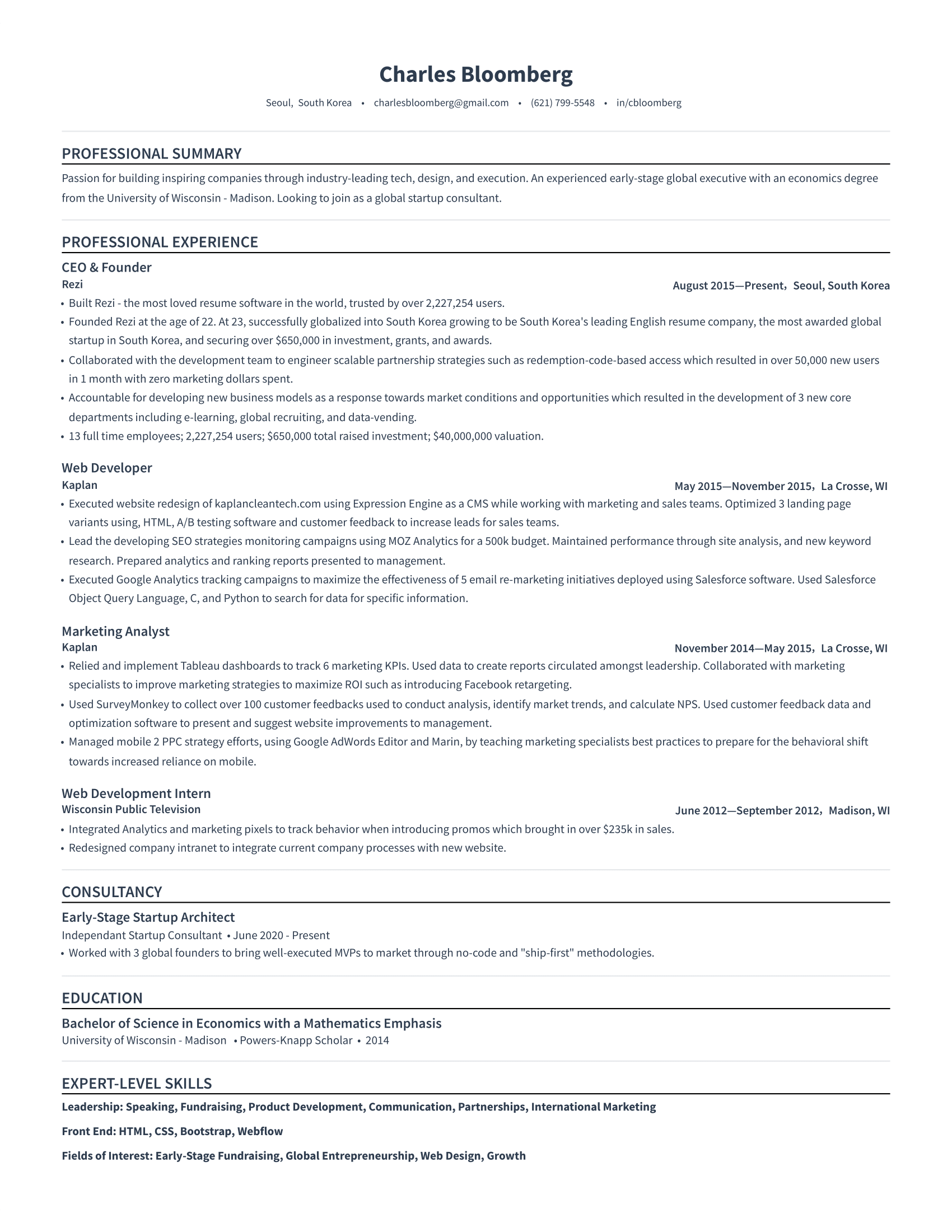 rezi standard resume