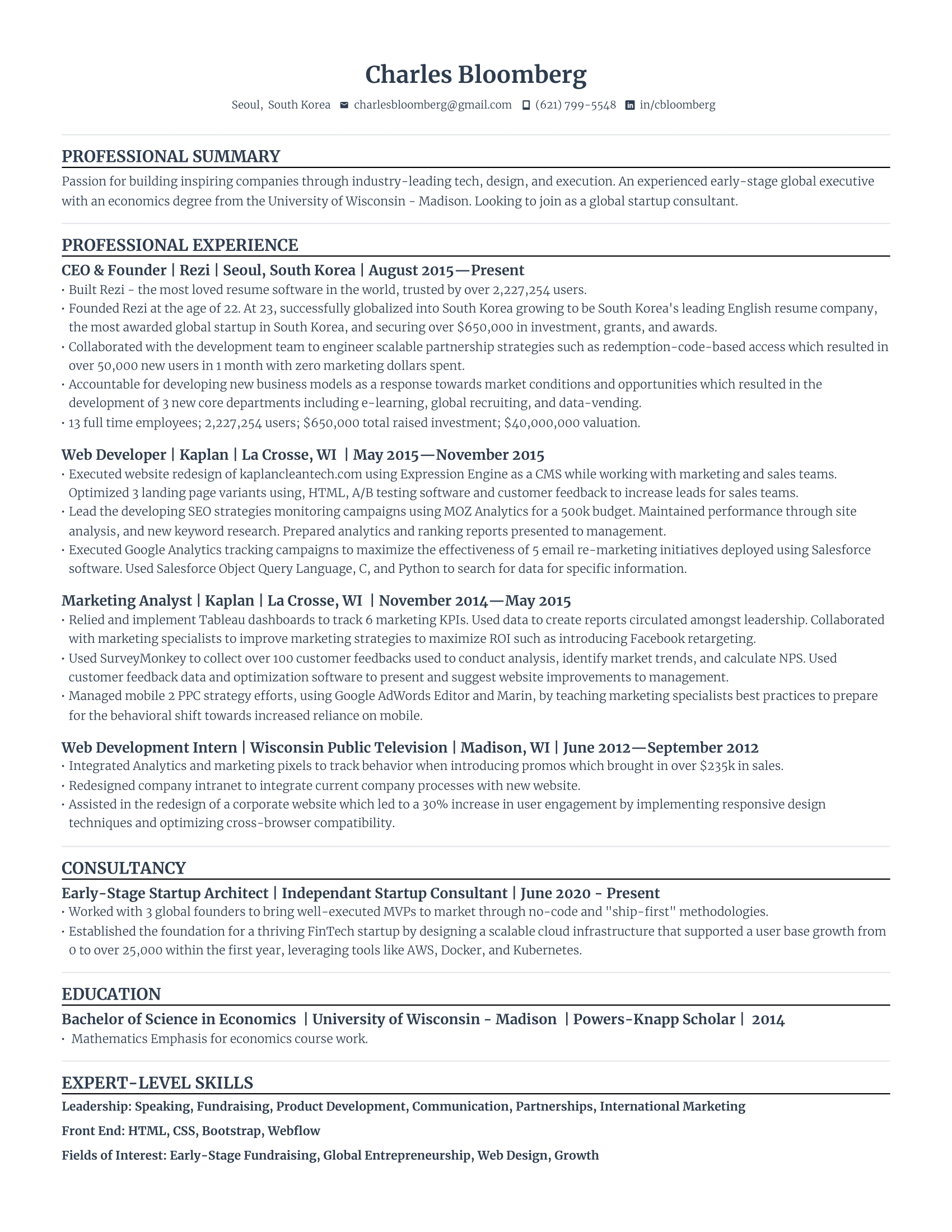 rezi compact resume