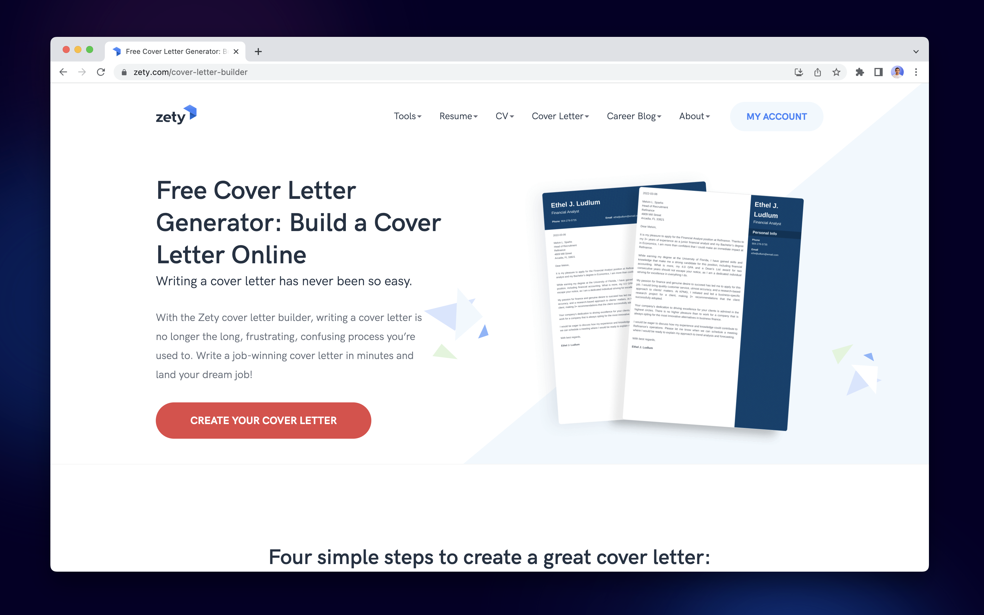 zety cover letter builder