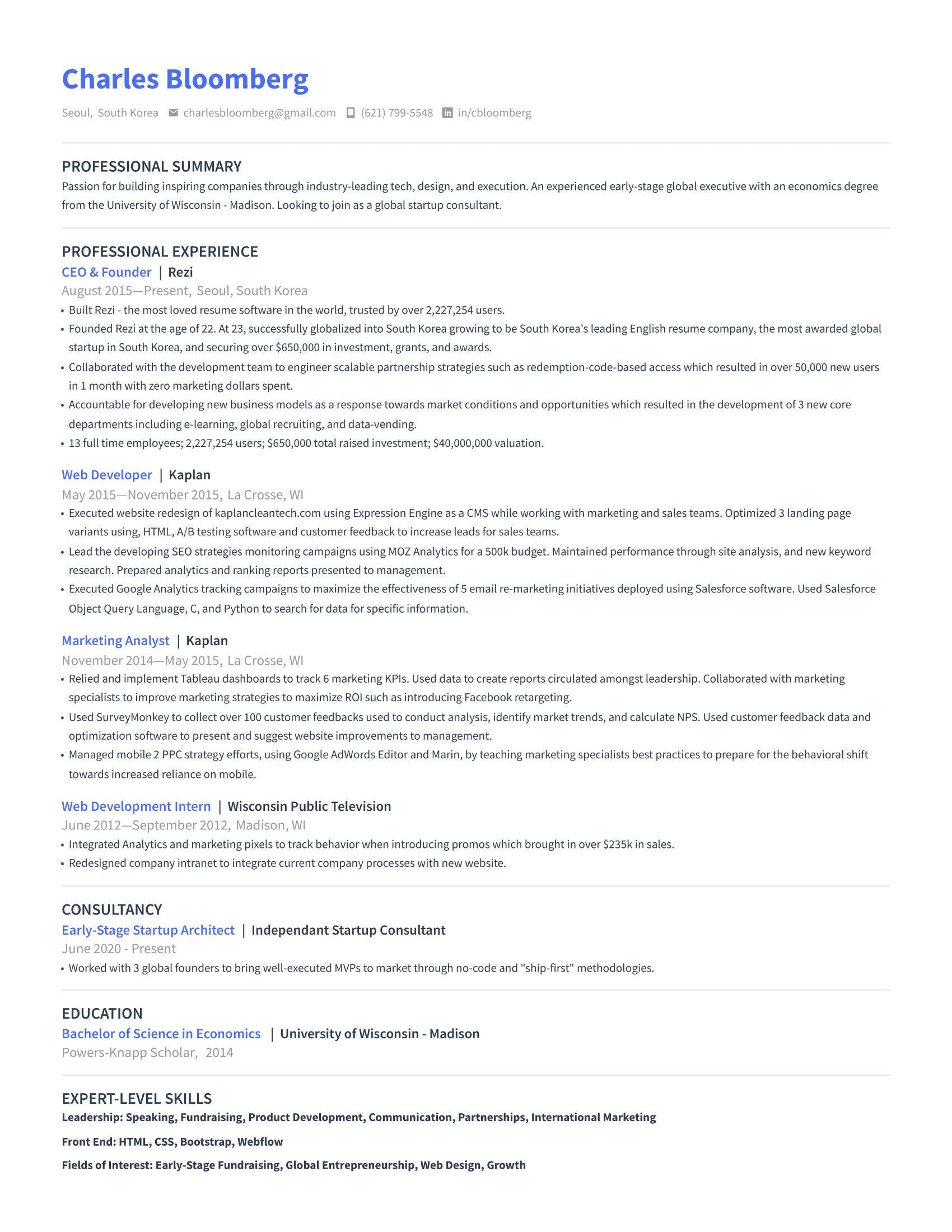 Modern resume template