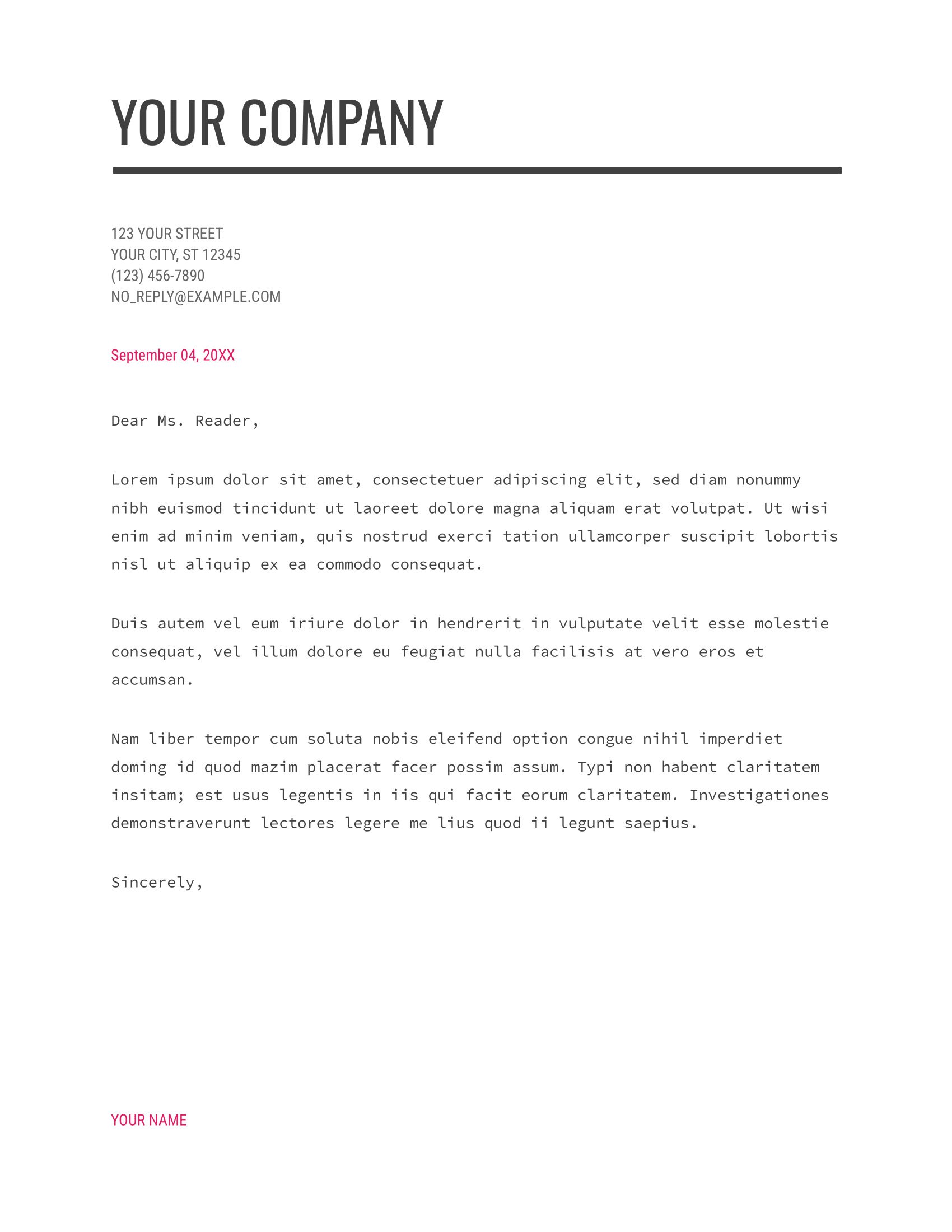 Modern cover letter template 
