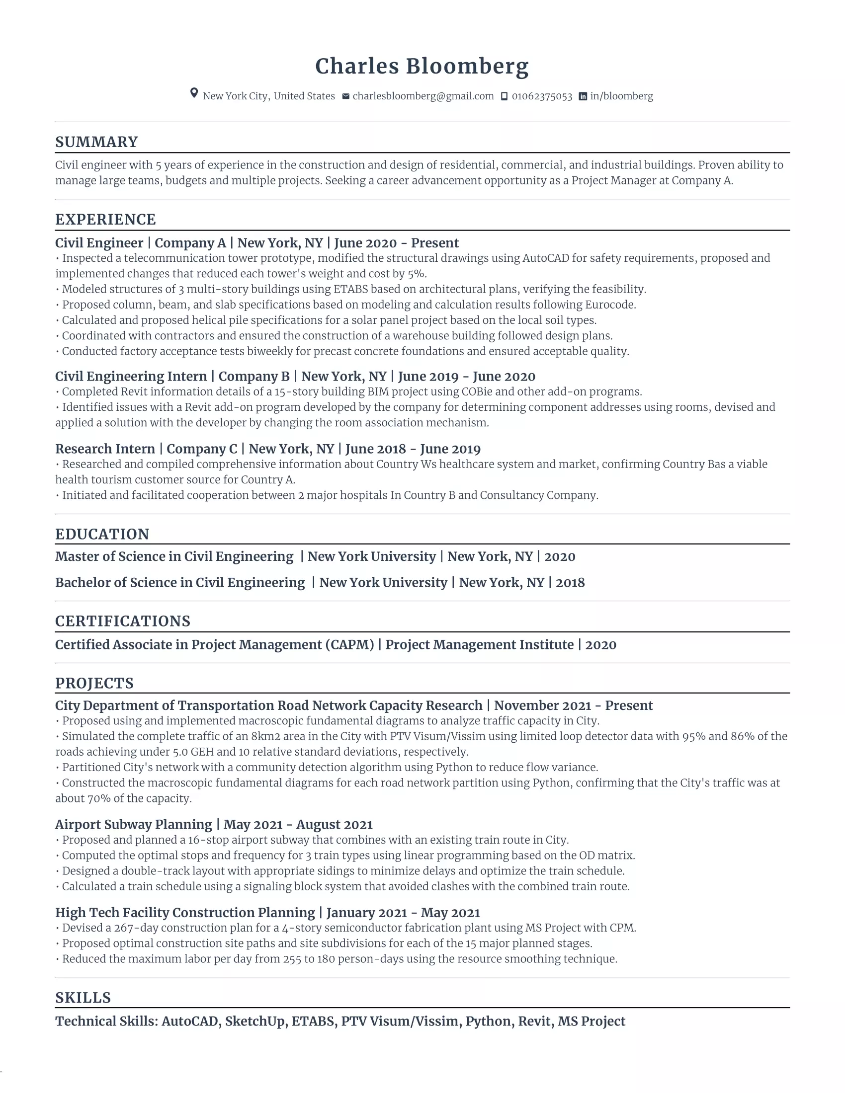 Civil engineer resume