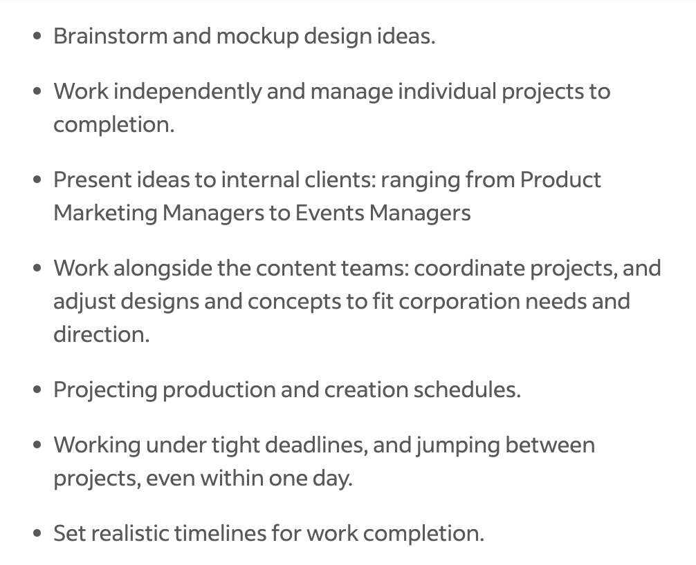 Check out these job requirements for a graphic designer
