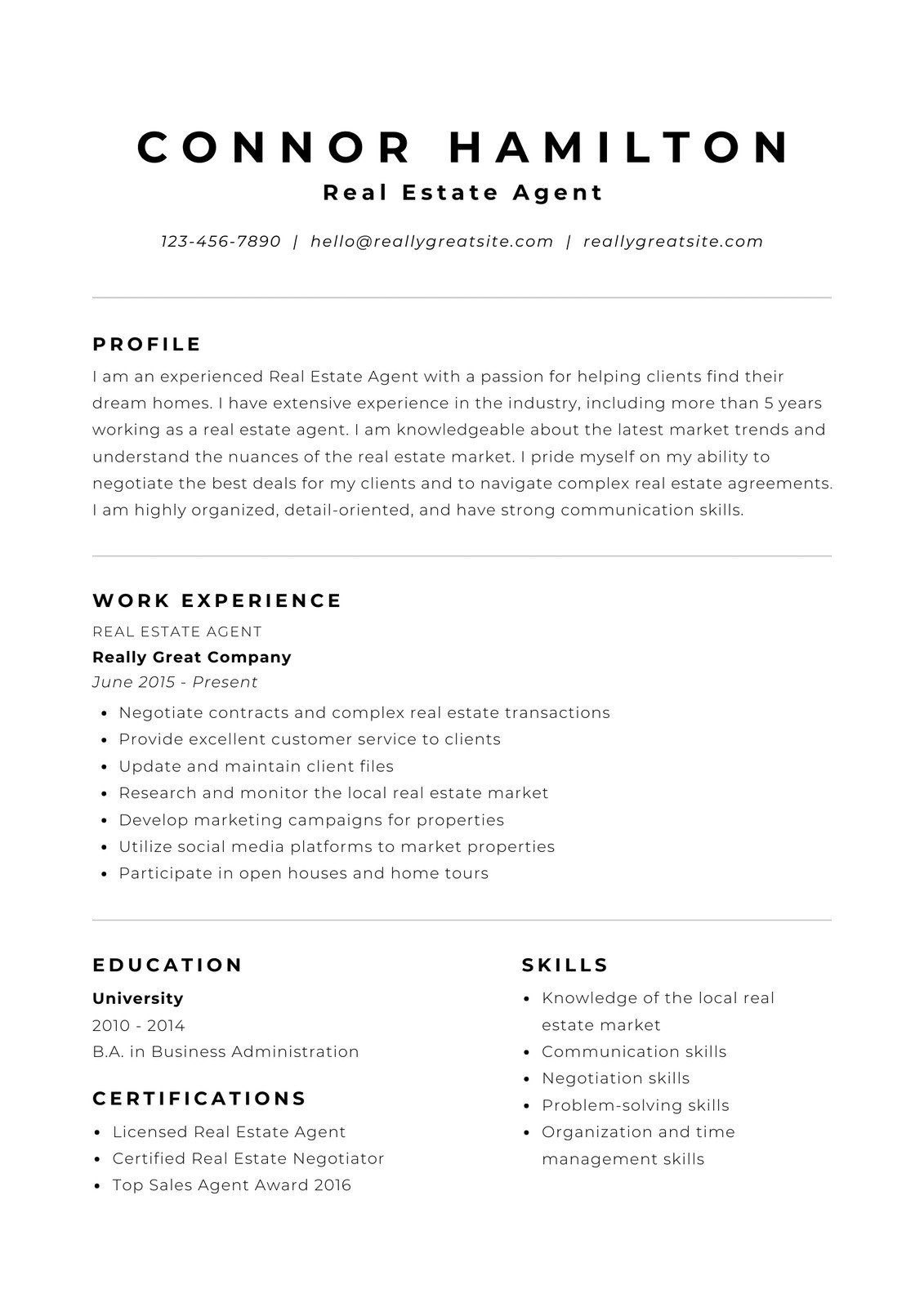 Simple resume template