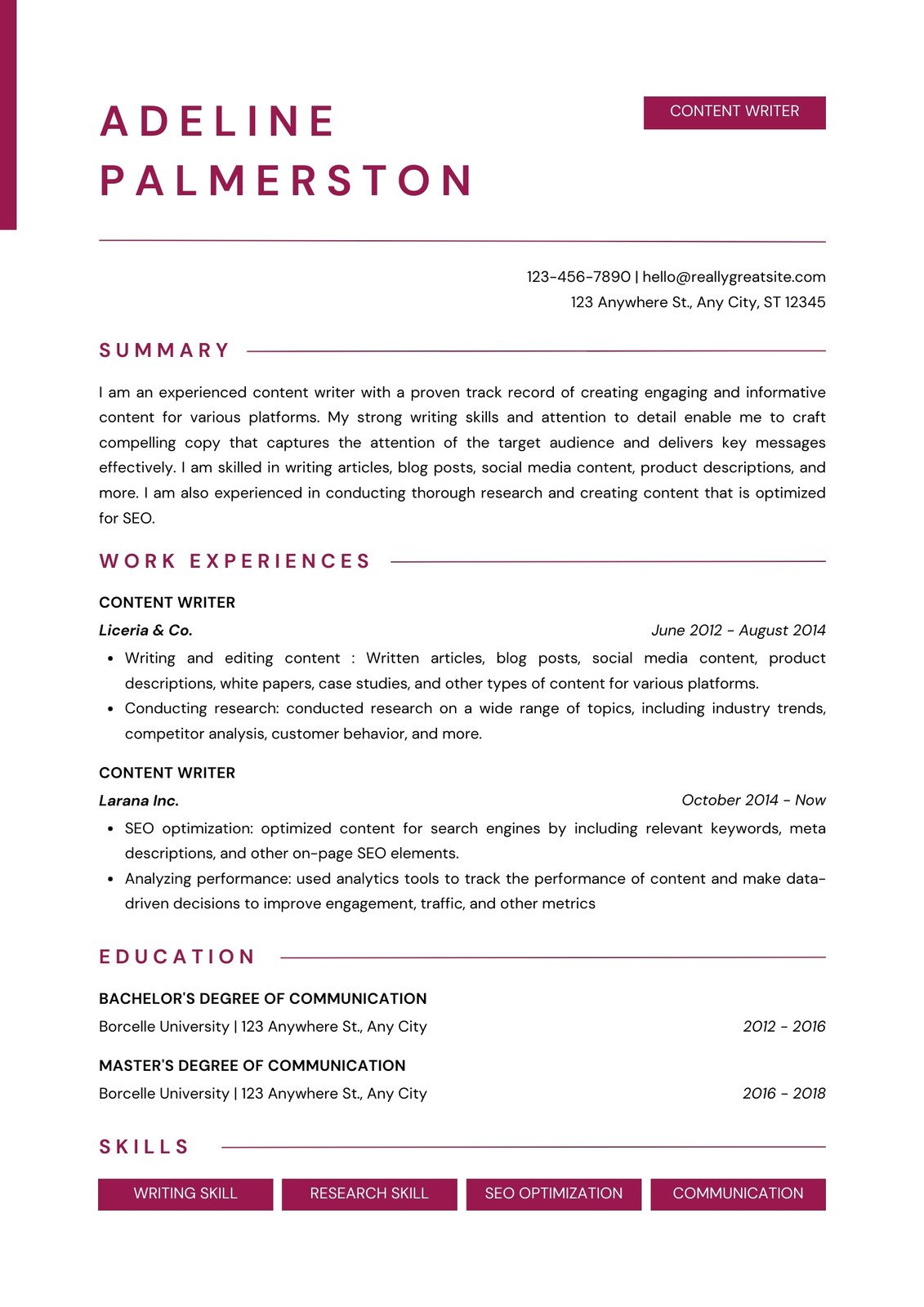 Modern resume template