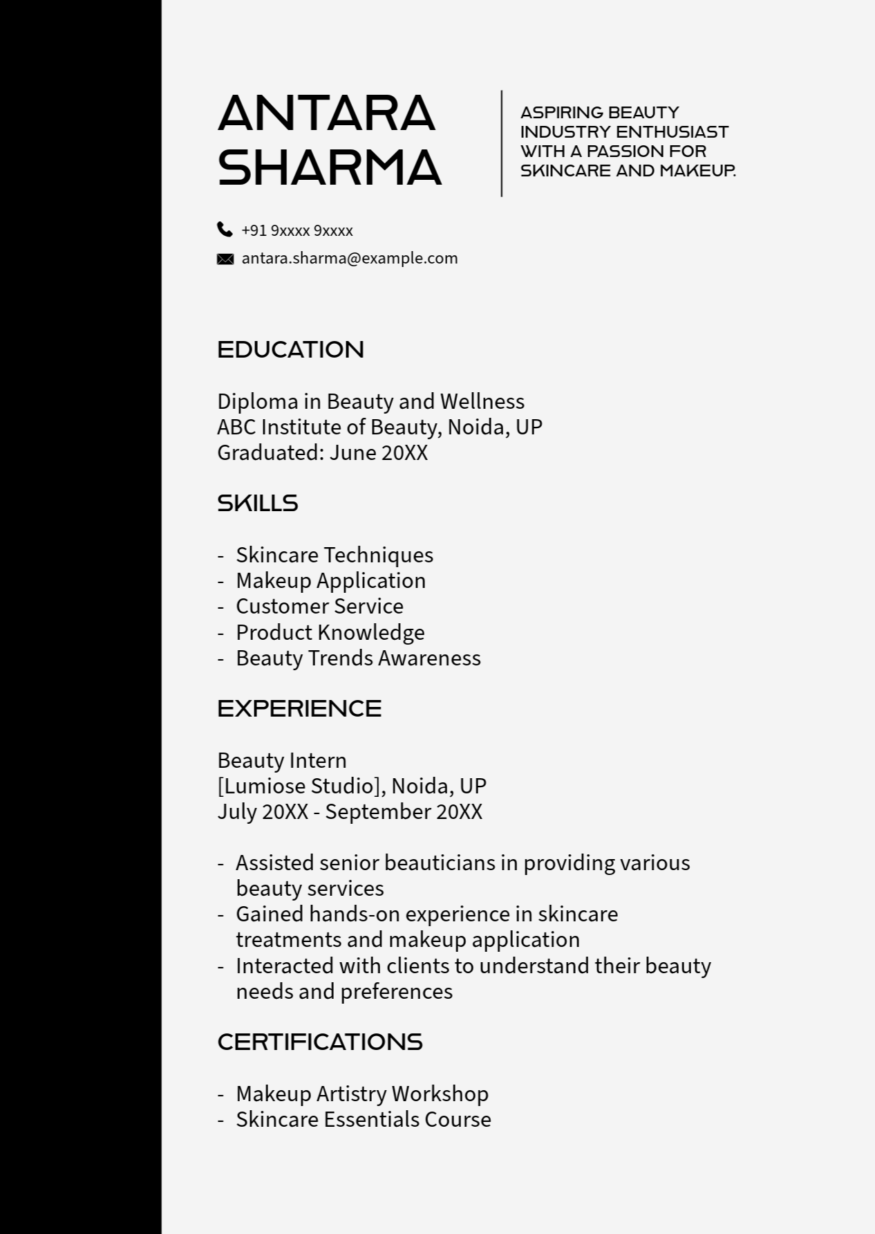 High school student resume template