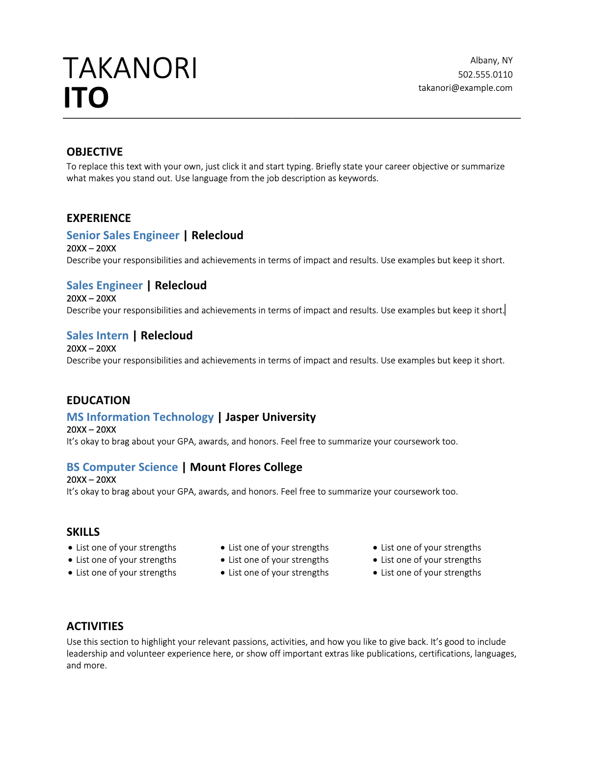 Basic resume template