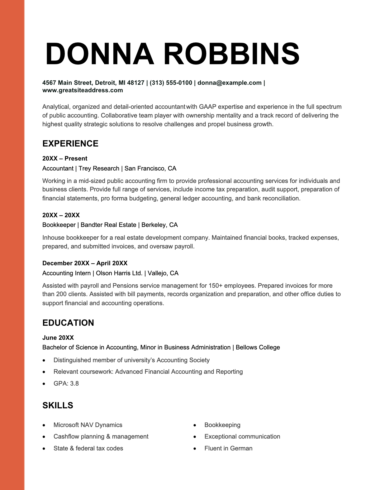 Bold resume template