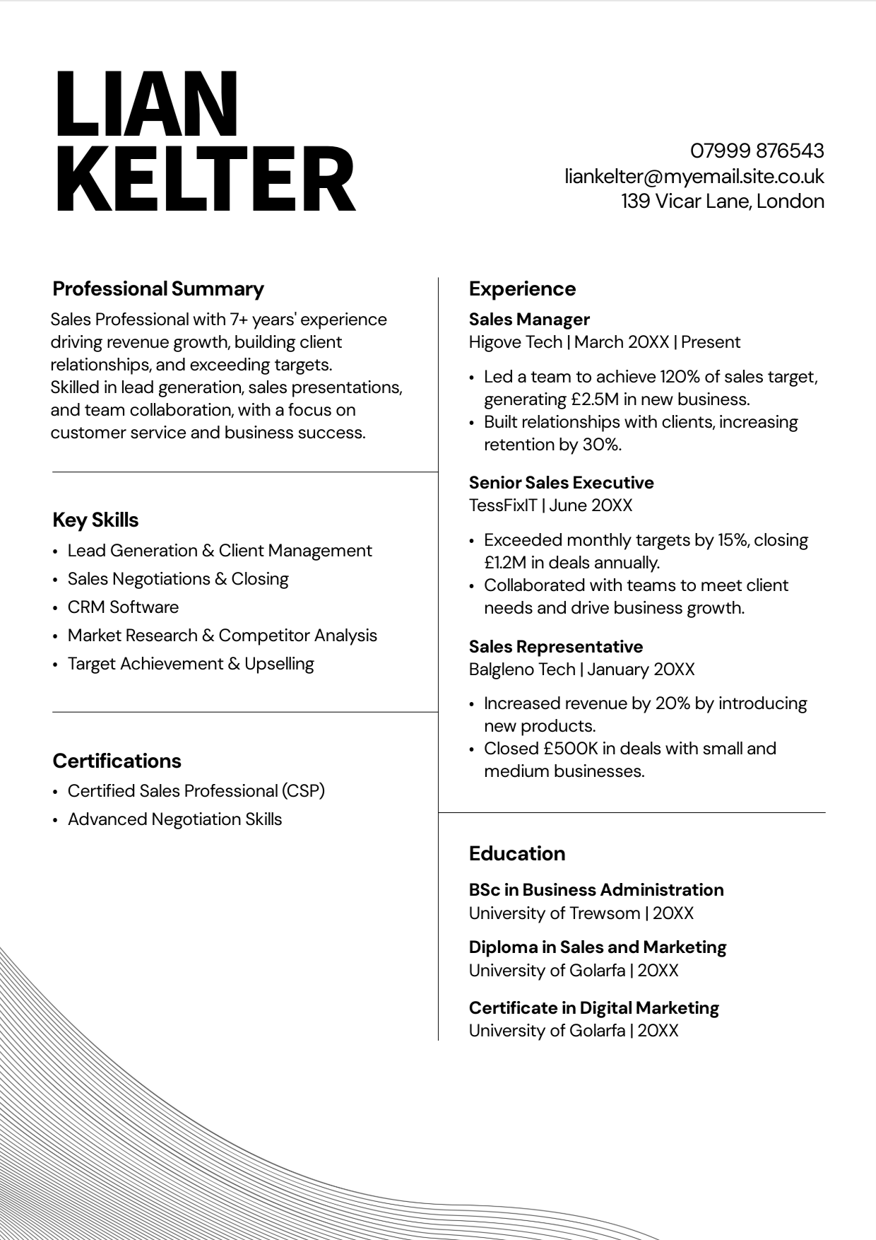 Sales resume template