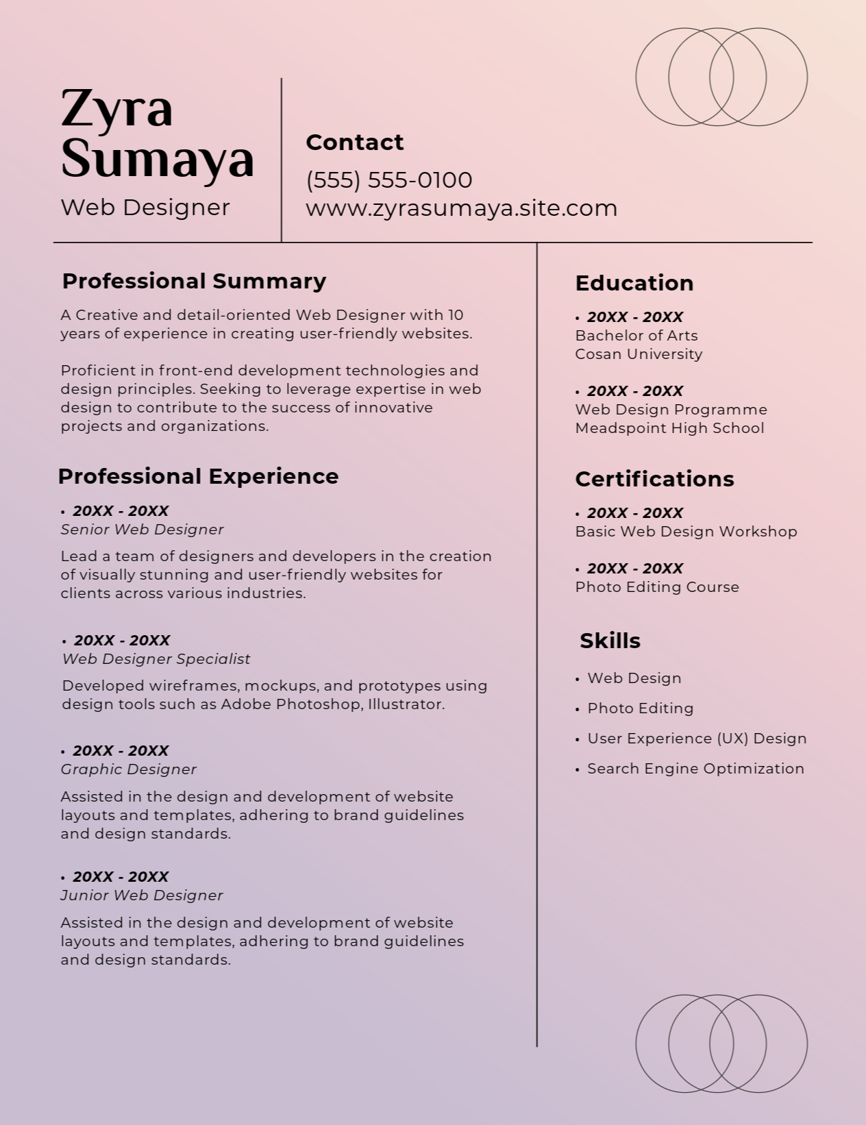 Illustrator resume template