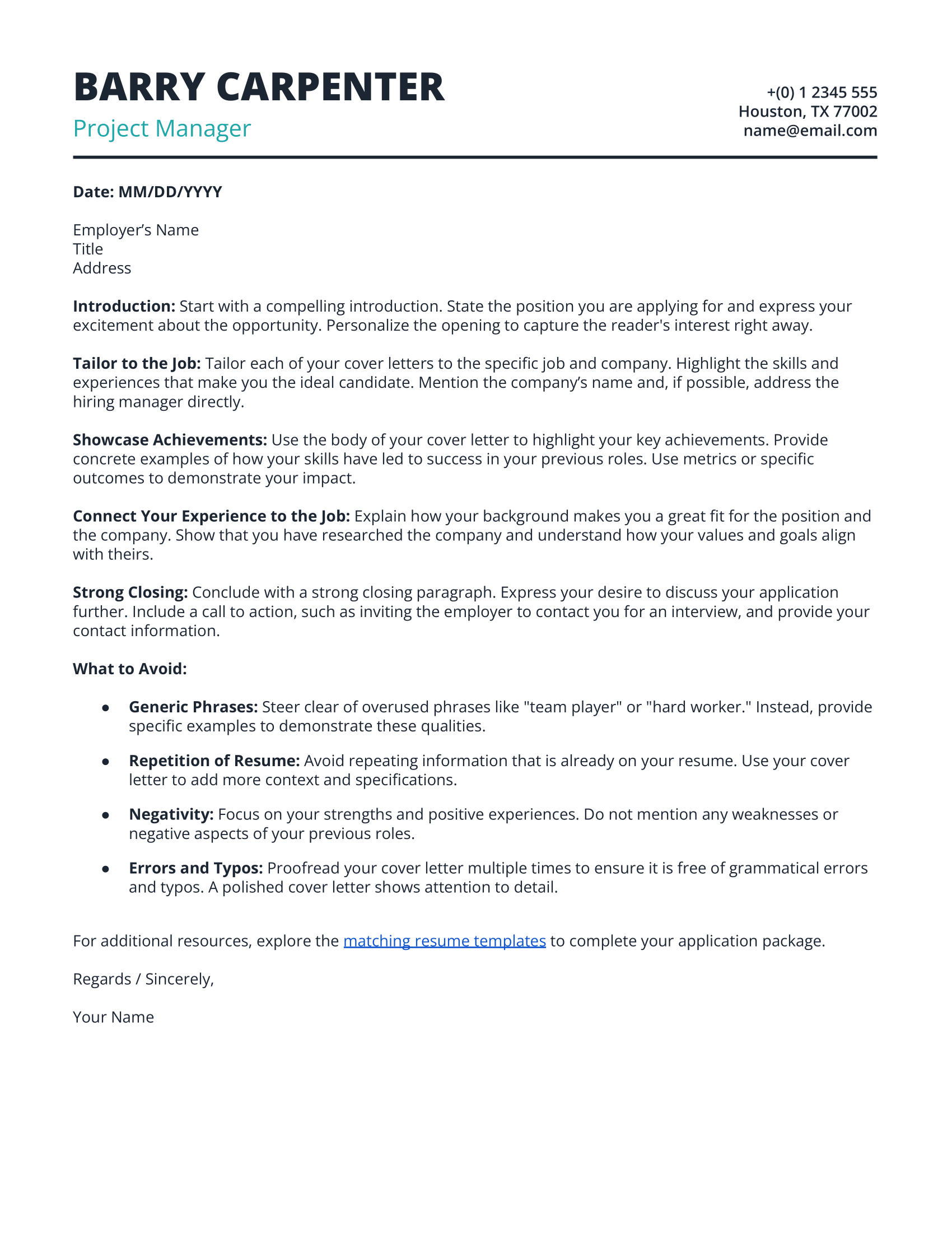 Simple Cover Letter Template 