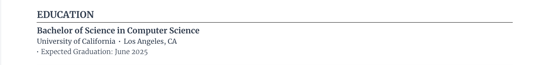 Example of adding an ongoing degree to the education section of a resume