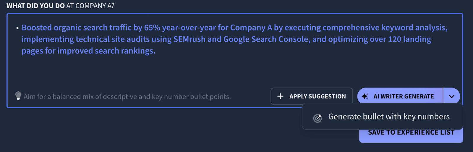 ai bullet writer