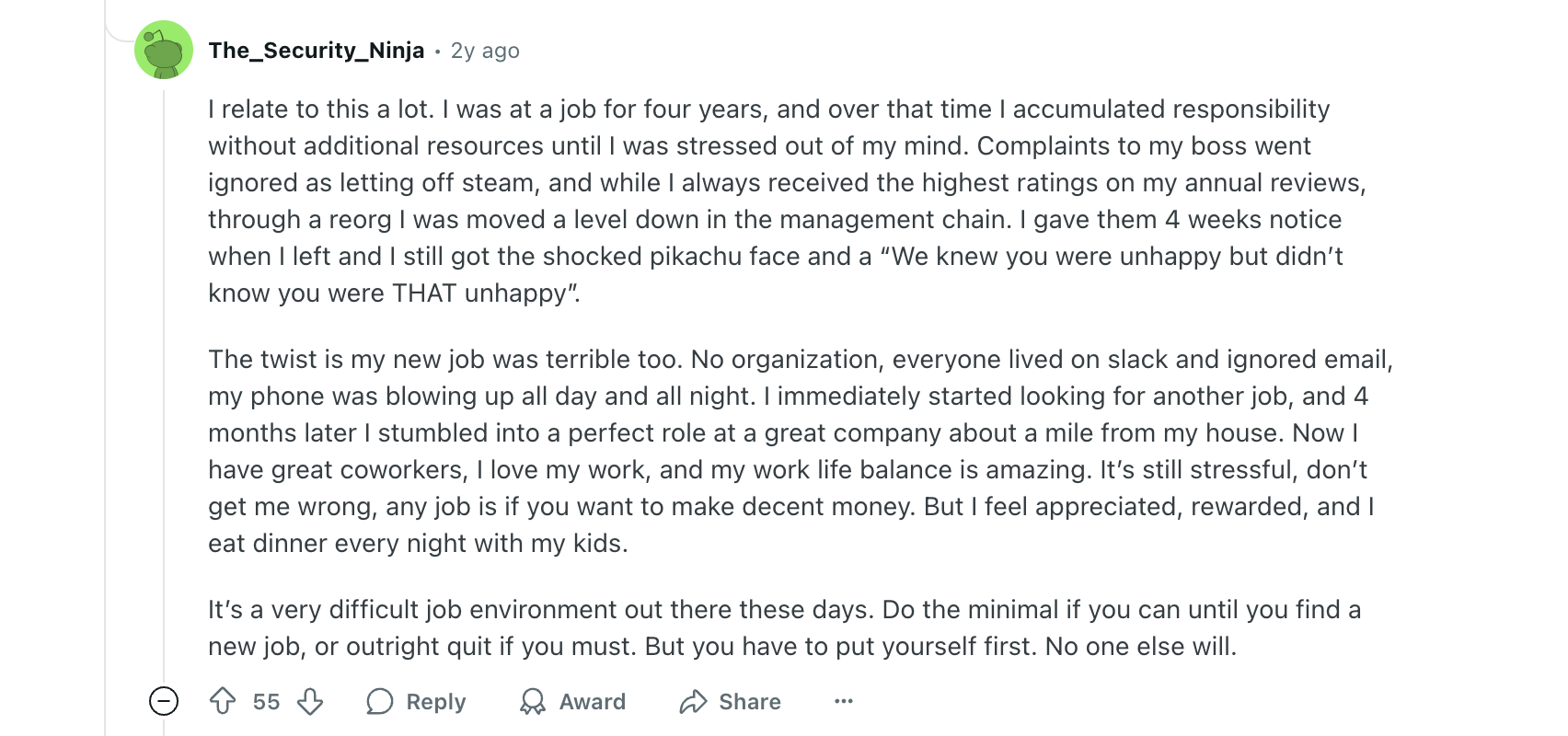 Reddit user shares their experience quitting two jobs that just weren’t the right fit for them