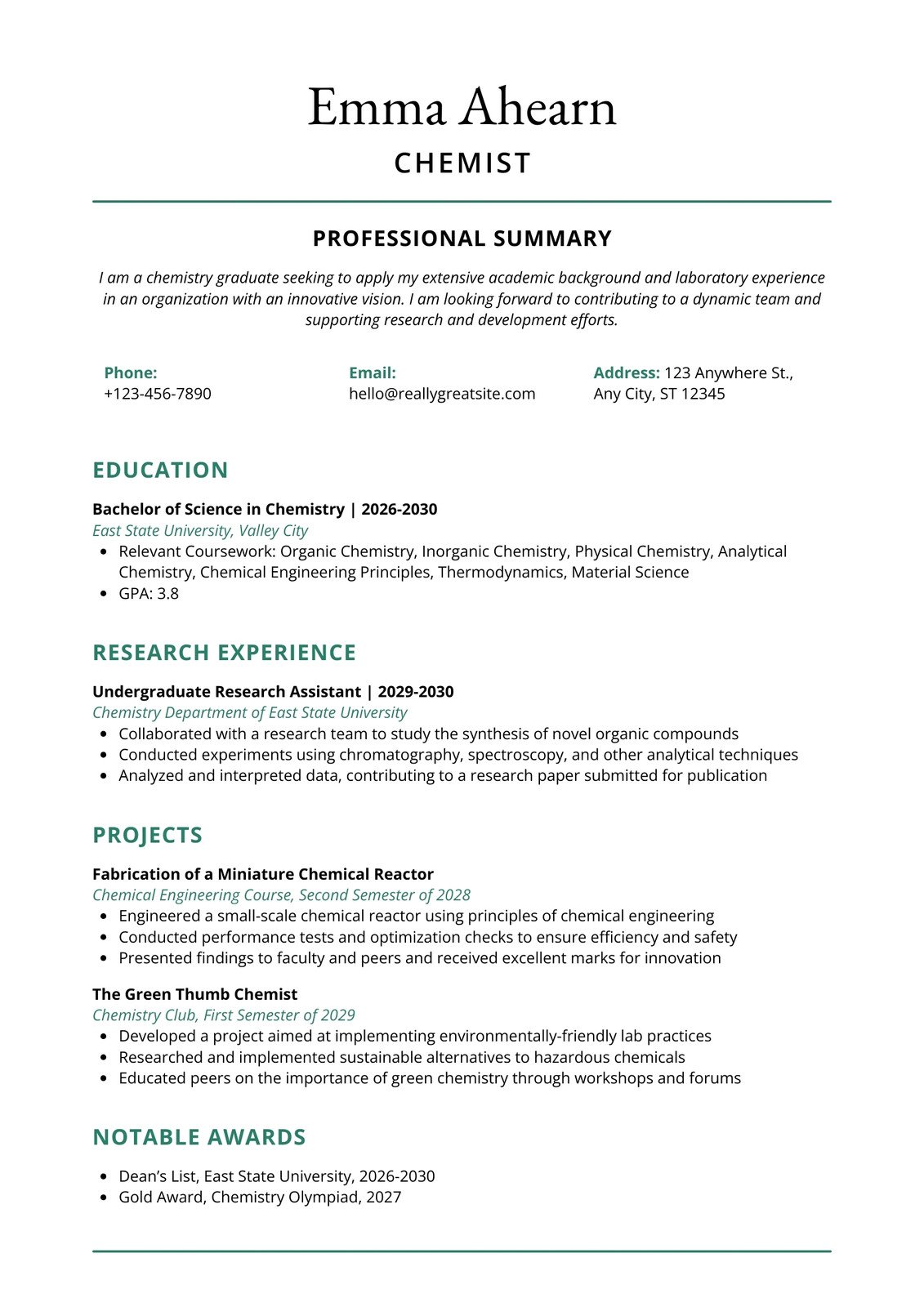 Science & tech resume template