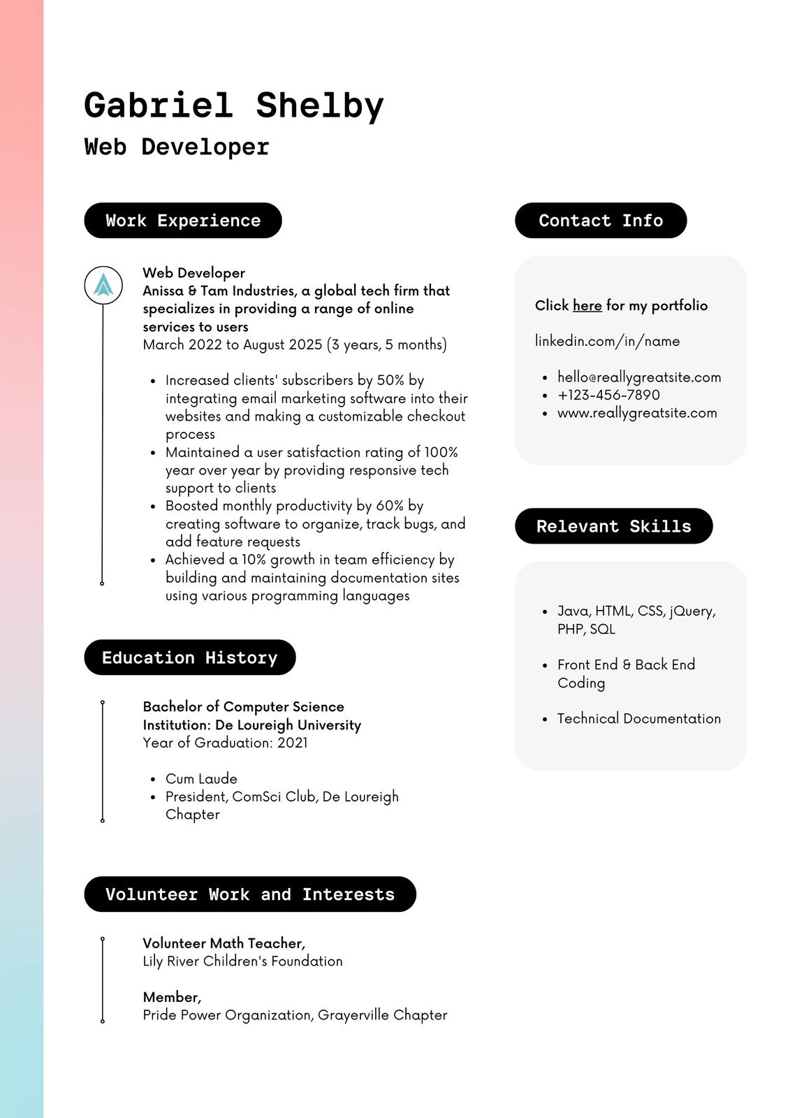 Soft pastel resume template