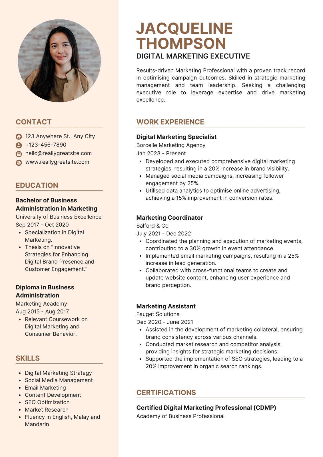 Warm-toned resume template