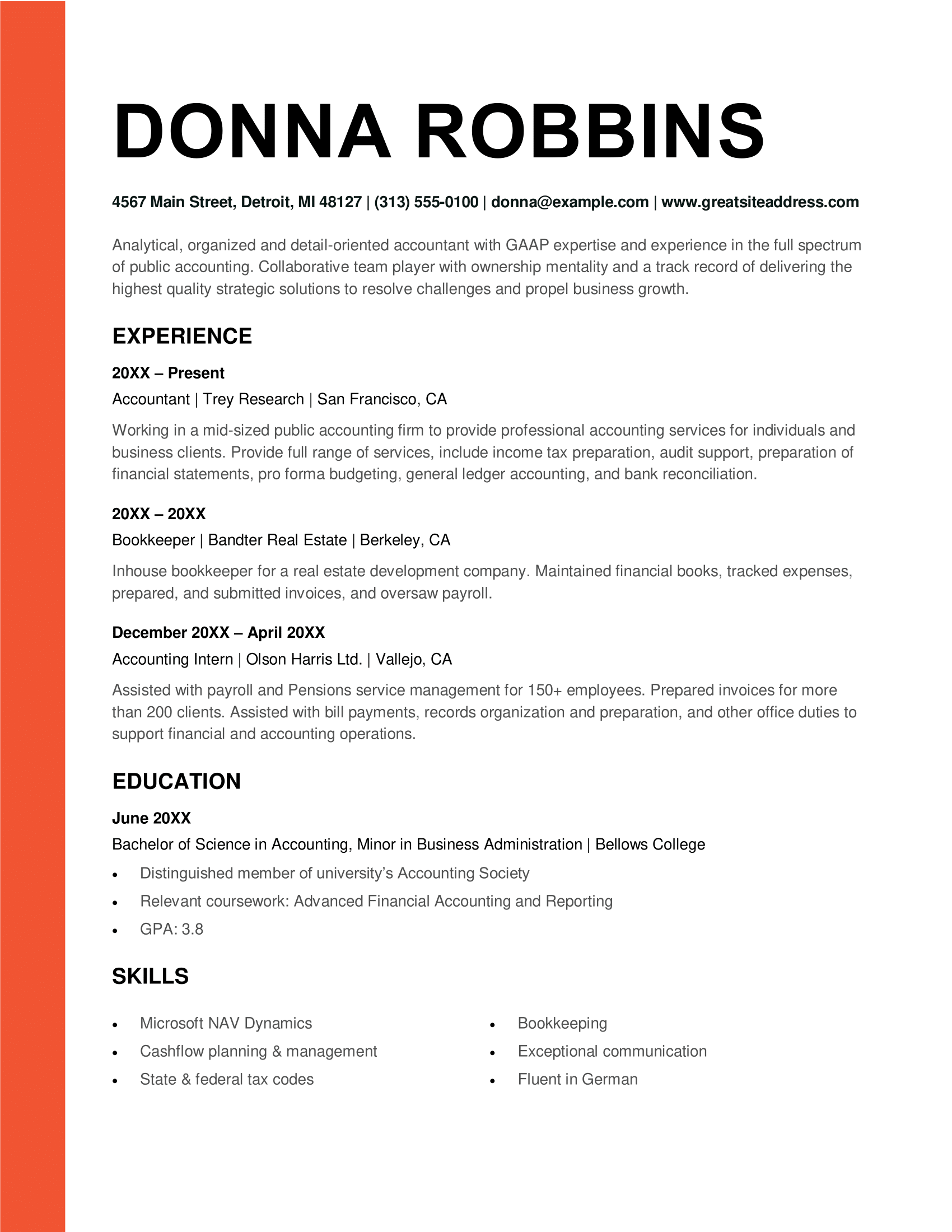 ATS bold resume template
