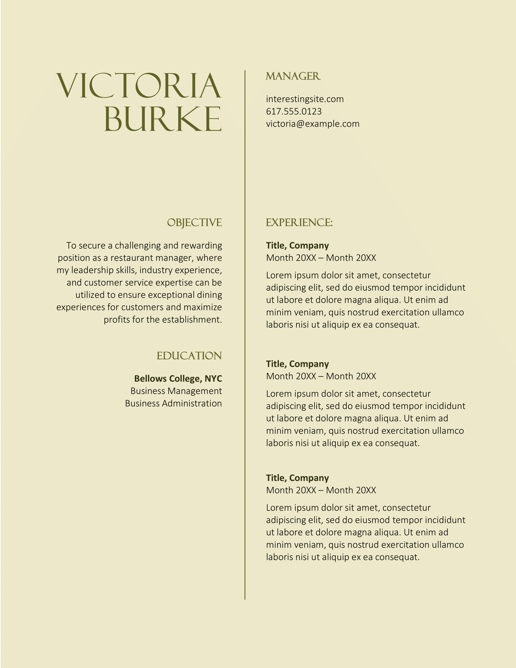 Classic resume template