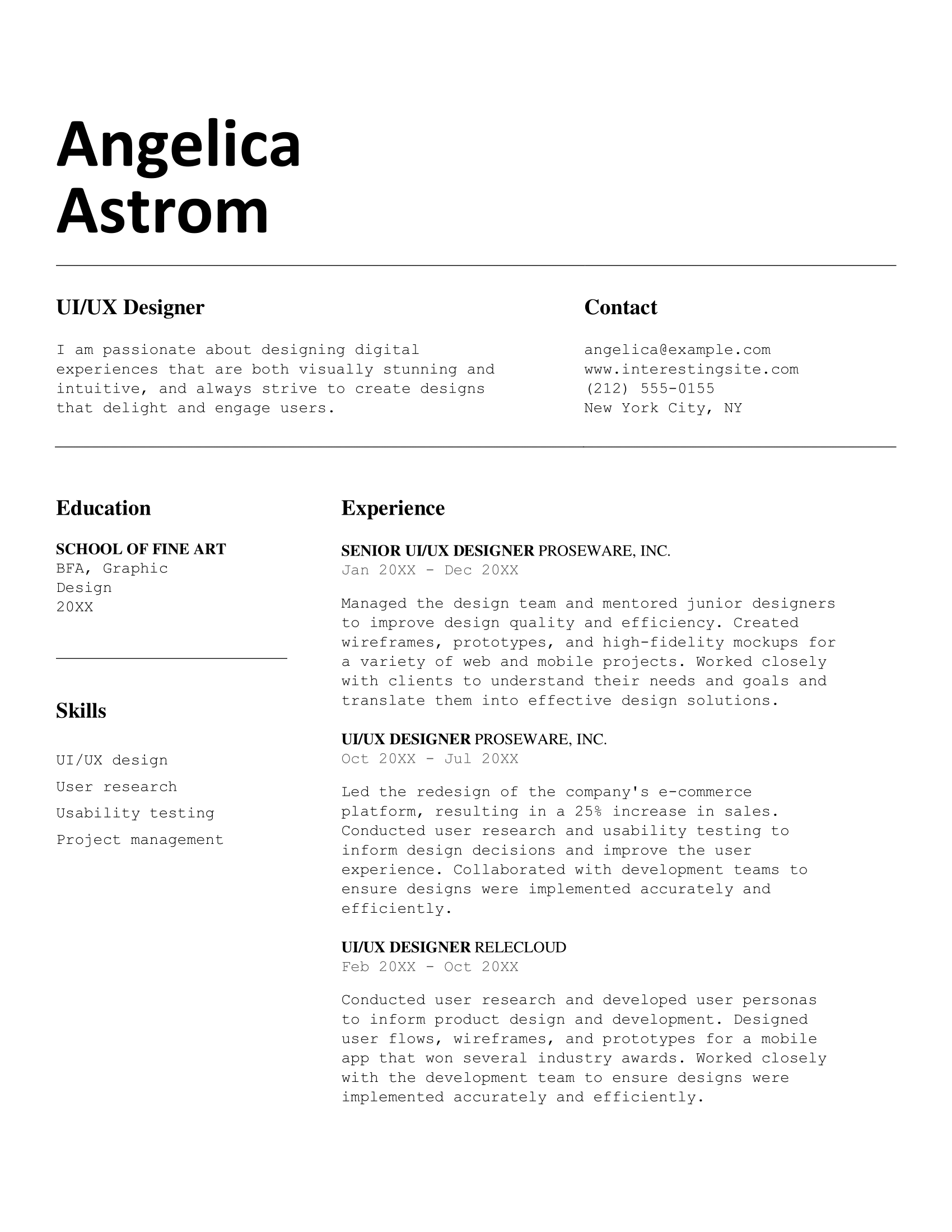 Classic creative resume template 