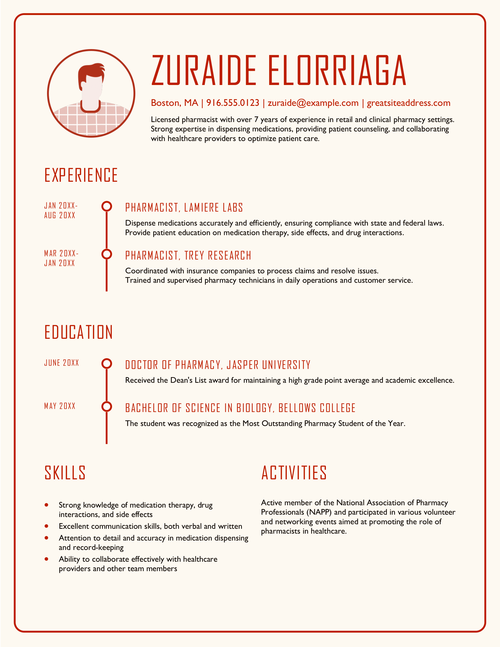 Modern chronological resume template 