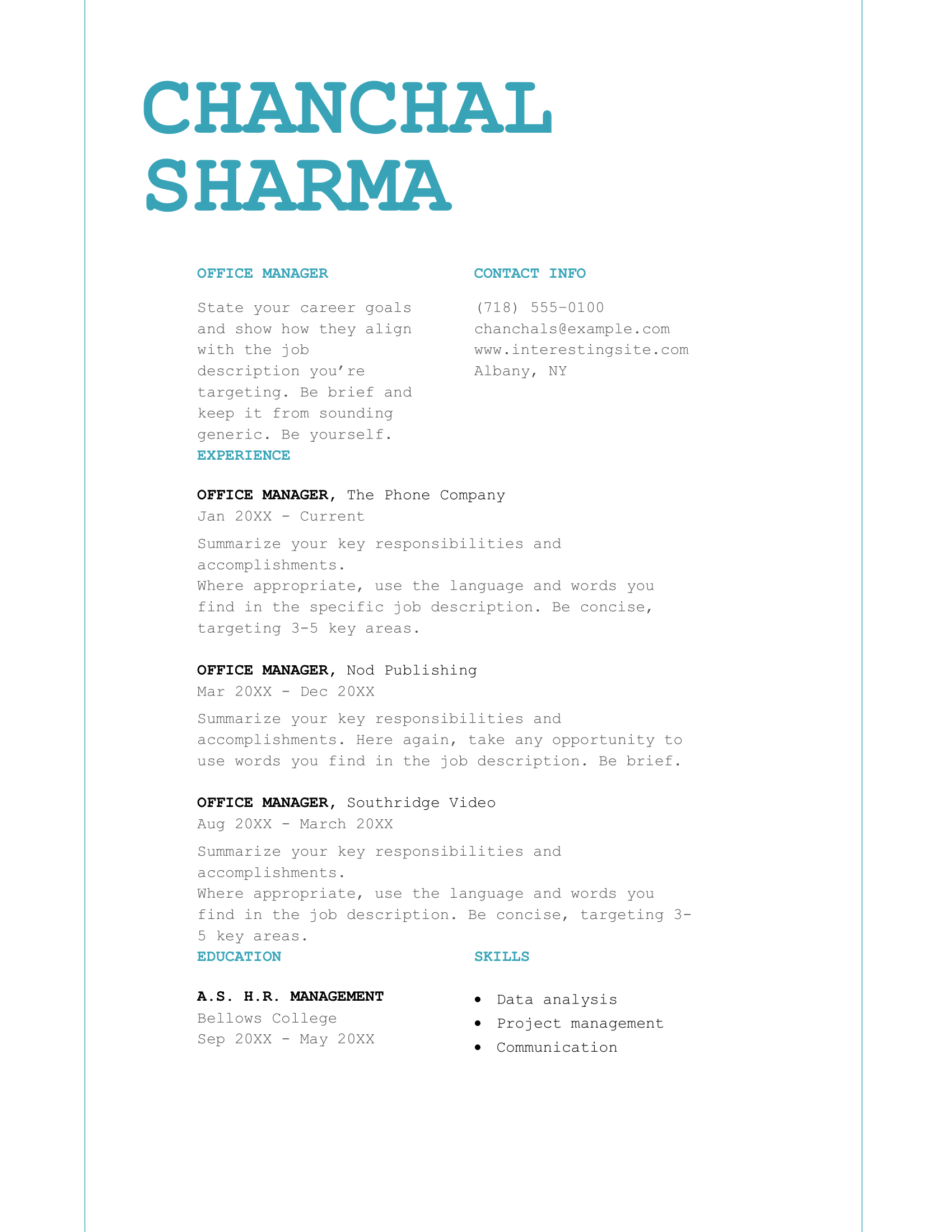 Simple bold resume template
