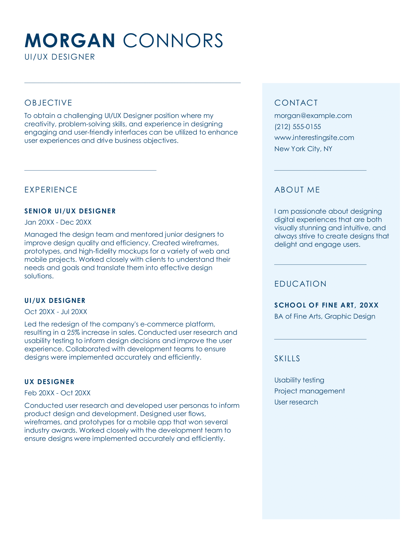 Simple clean resume template