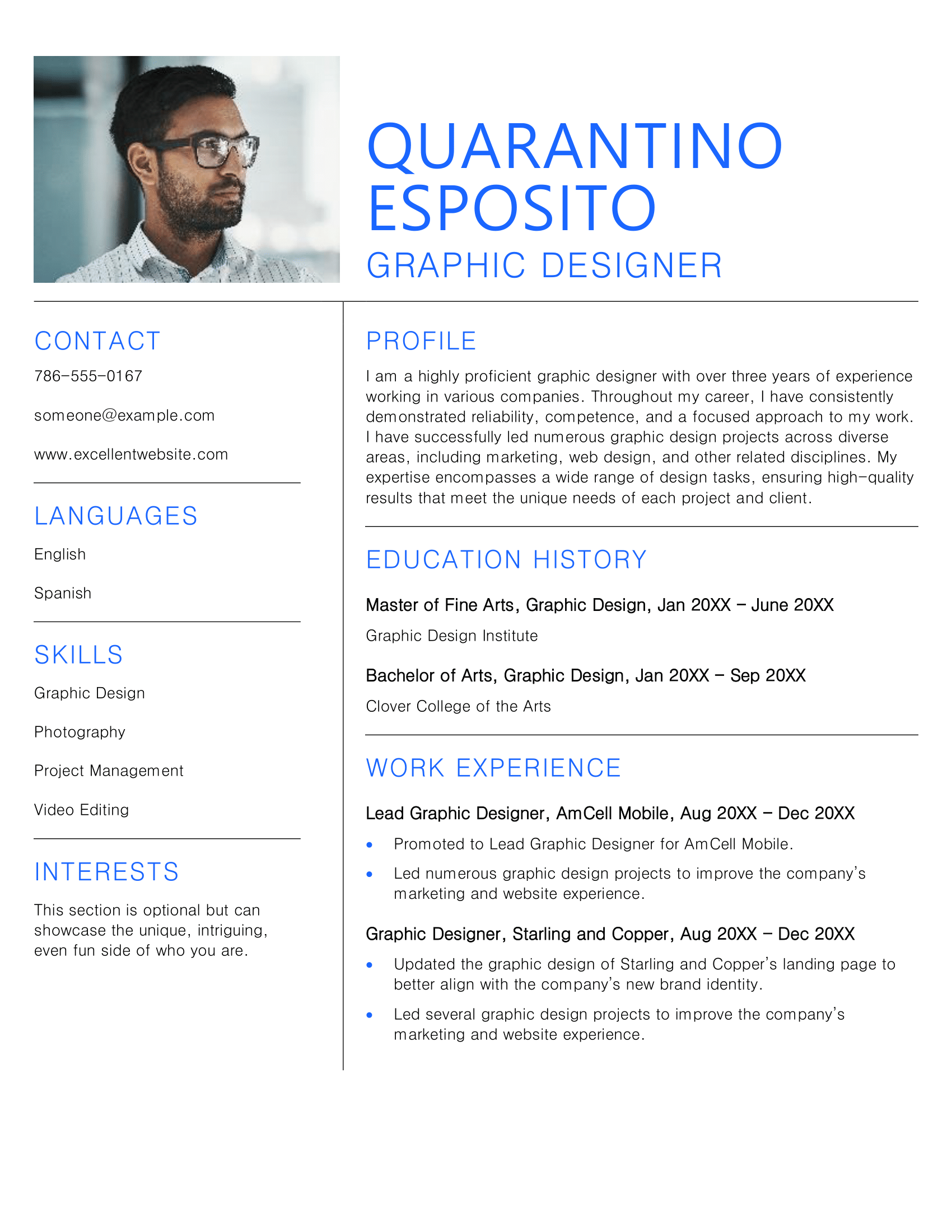 White minimalist resume template
