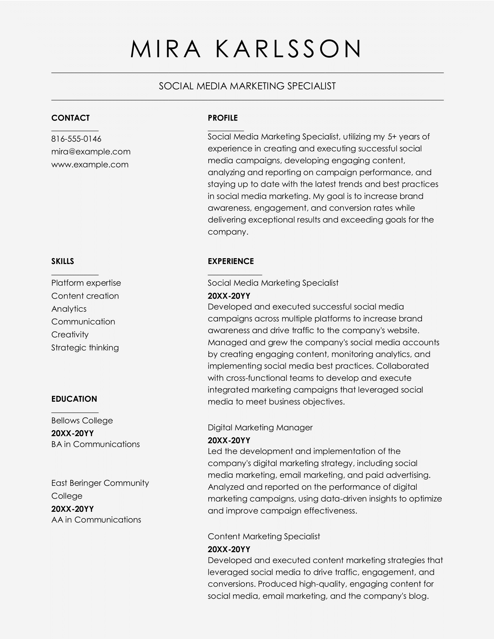 Standard resume template