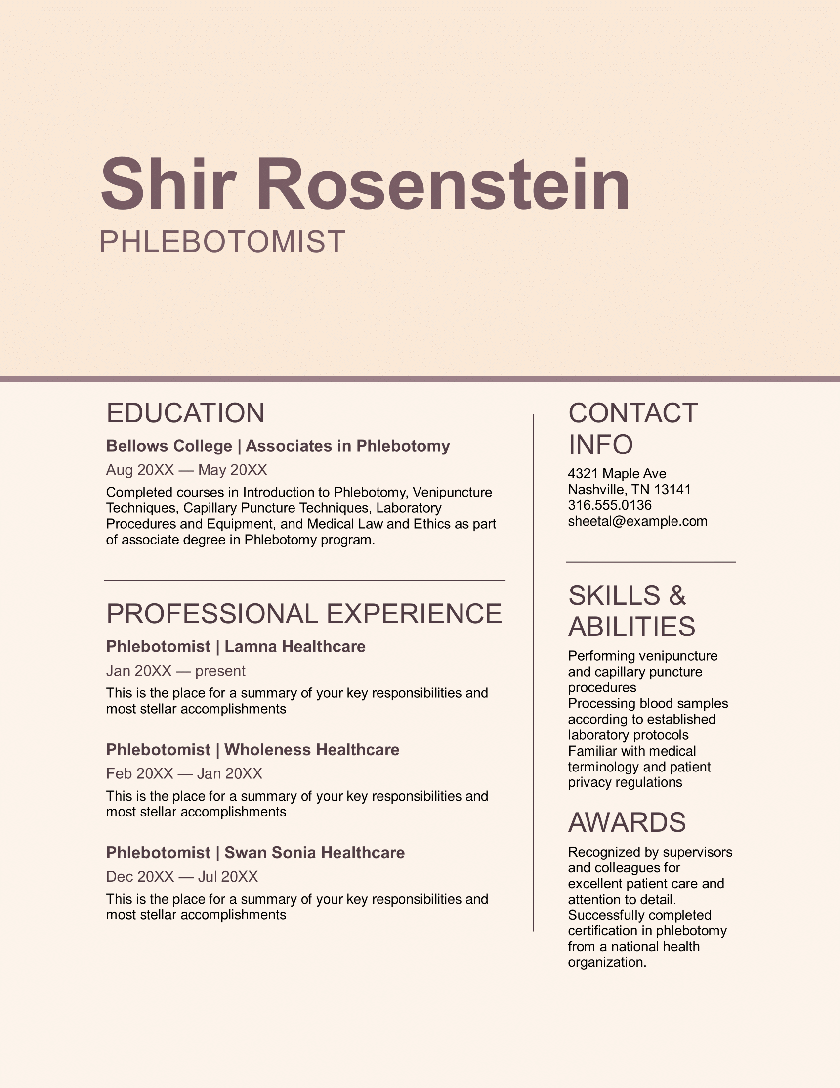 Extended resume template