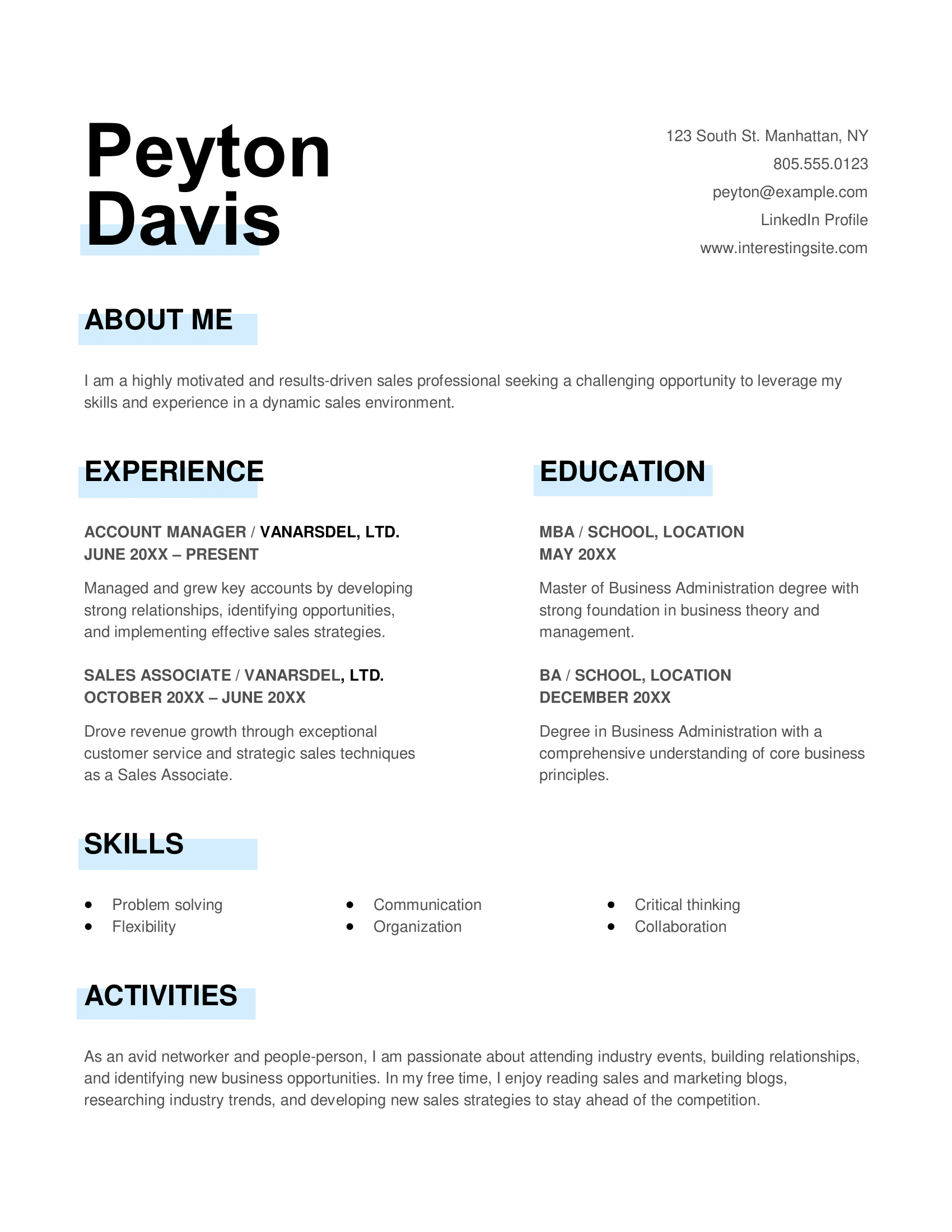 Stylish modern resume template