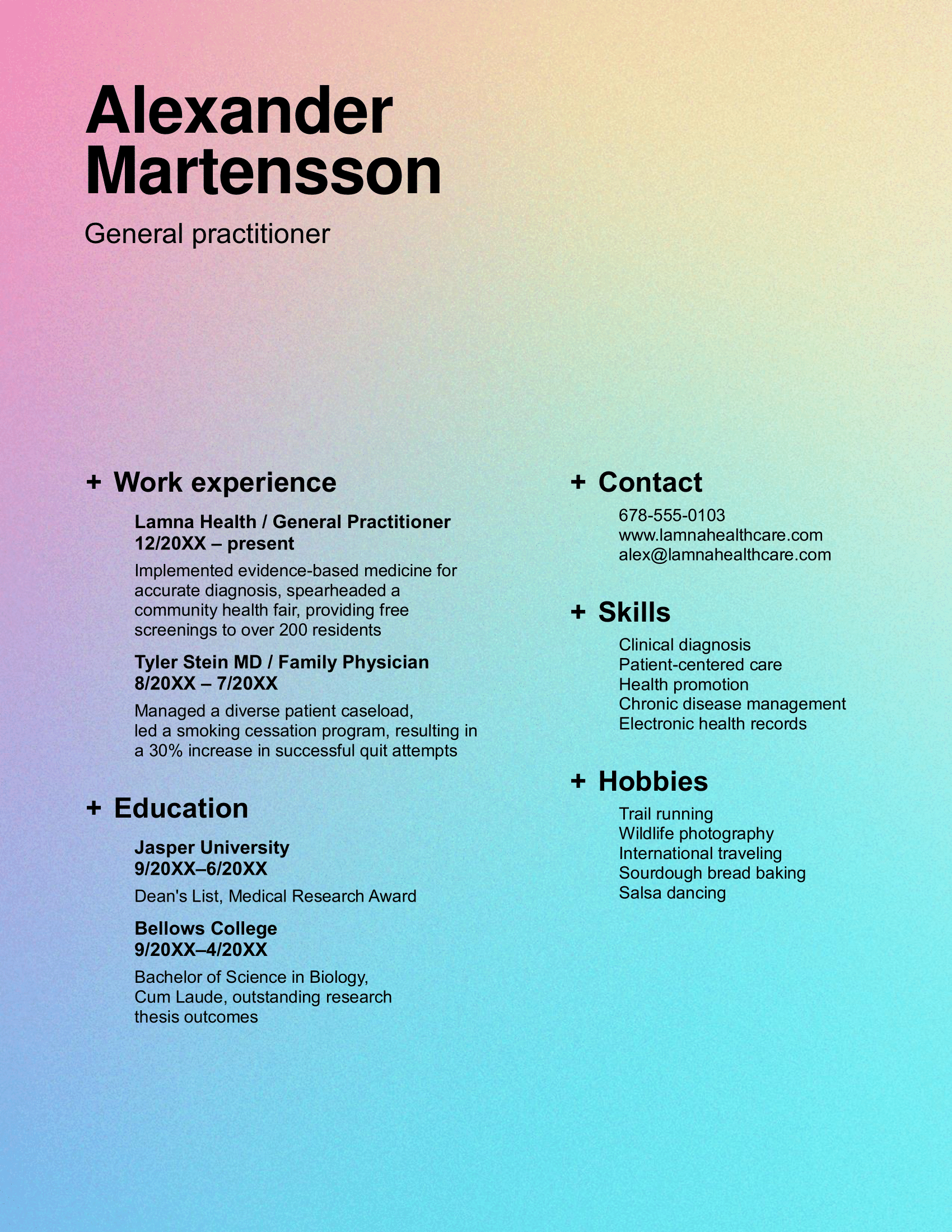 ATS career resume template 