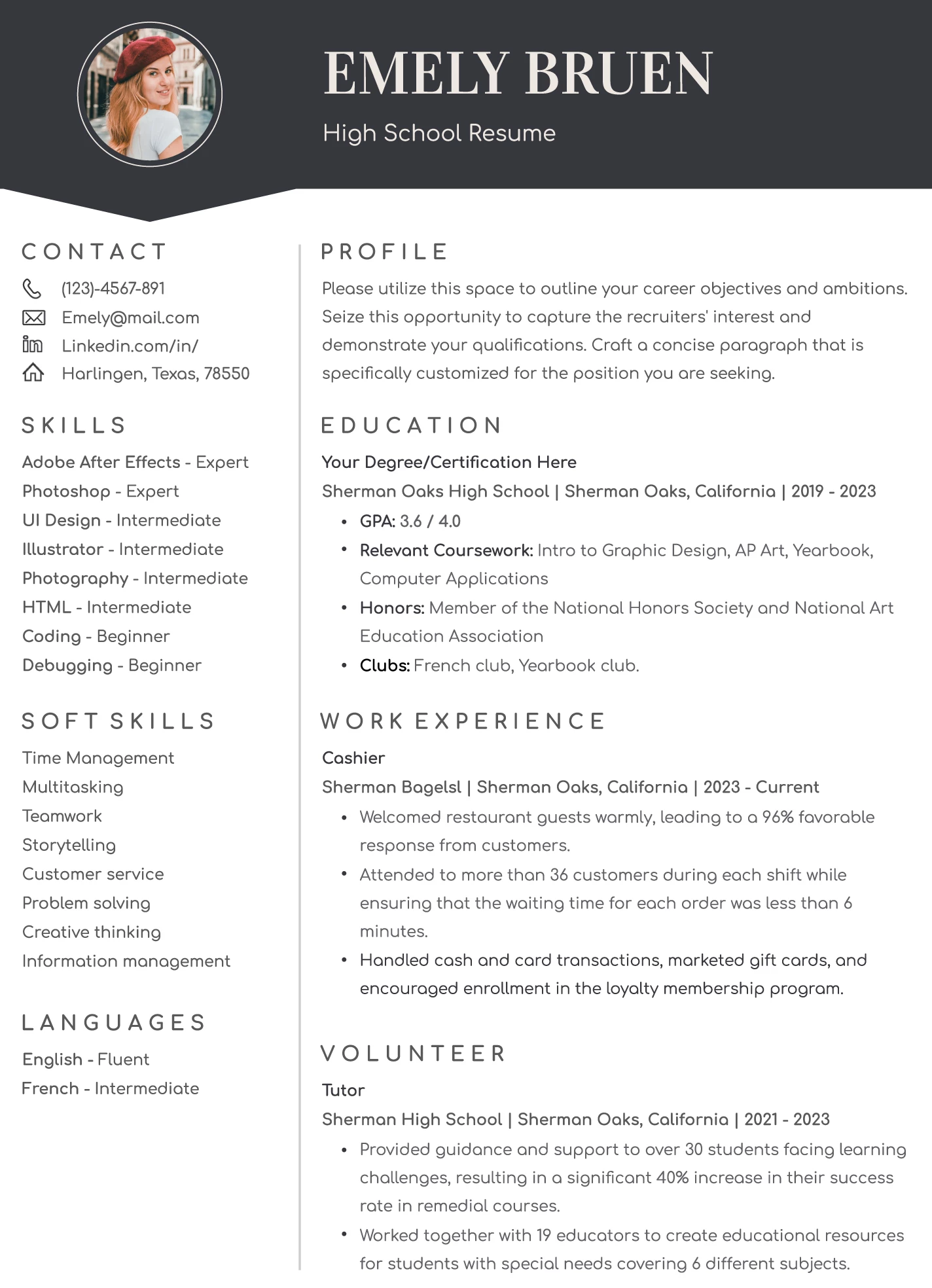 High School Resume