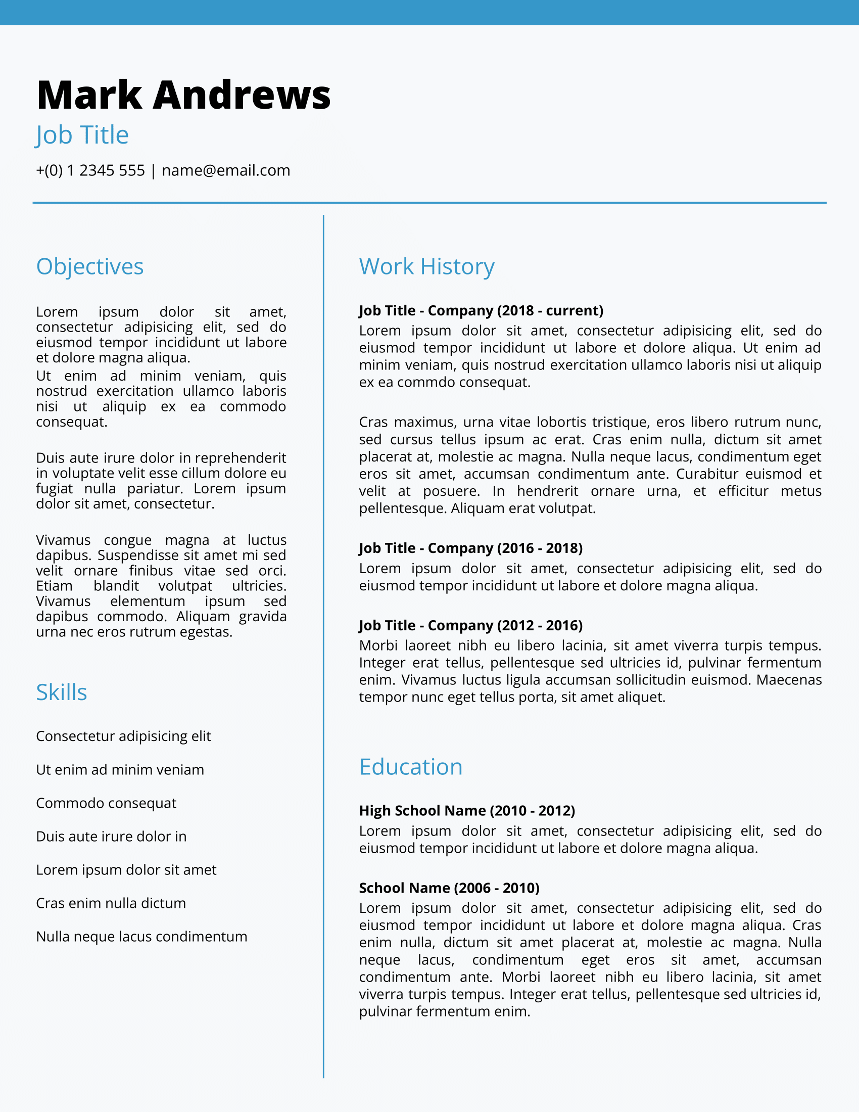 Simple Google Docs Resume Template