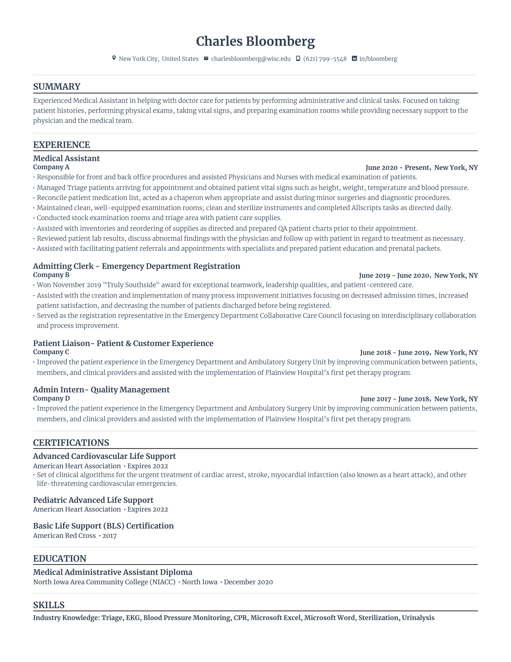 Medical assistant resume